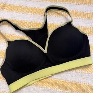 Supportive Black Sports Bra with Lime Trim - Women's Activewear